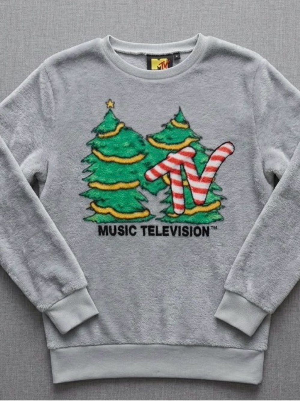 MTV Men's Crewneck Plush Sweater - Gray